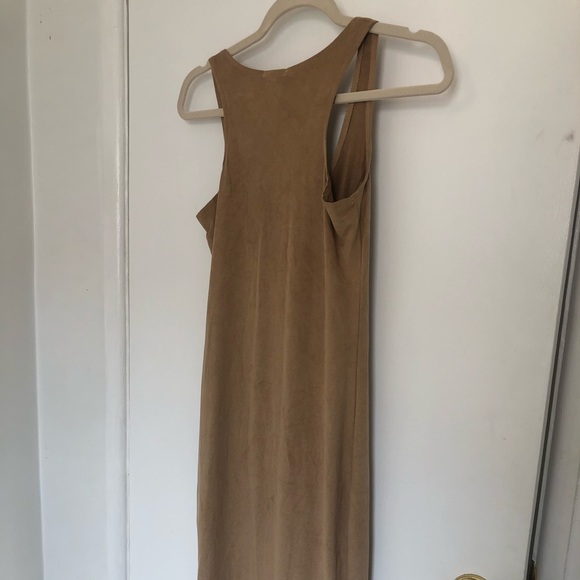 Sexy Suede Dress in Beige with front zipper - Picture 4 of 4
